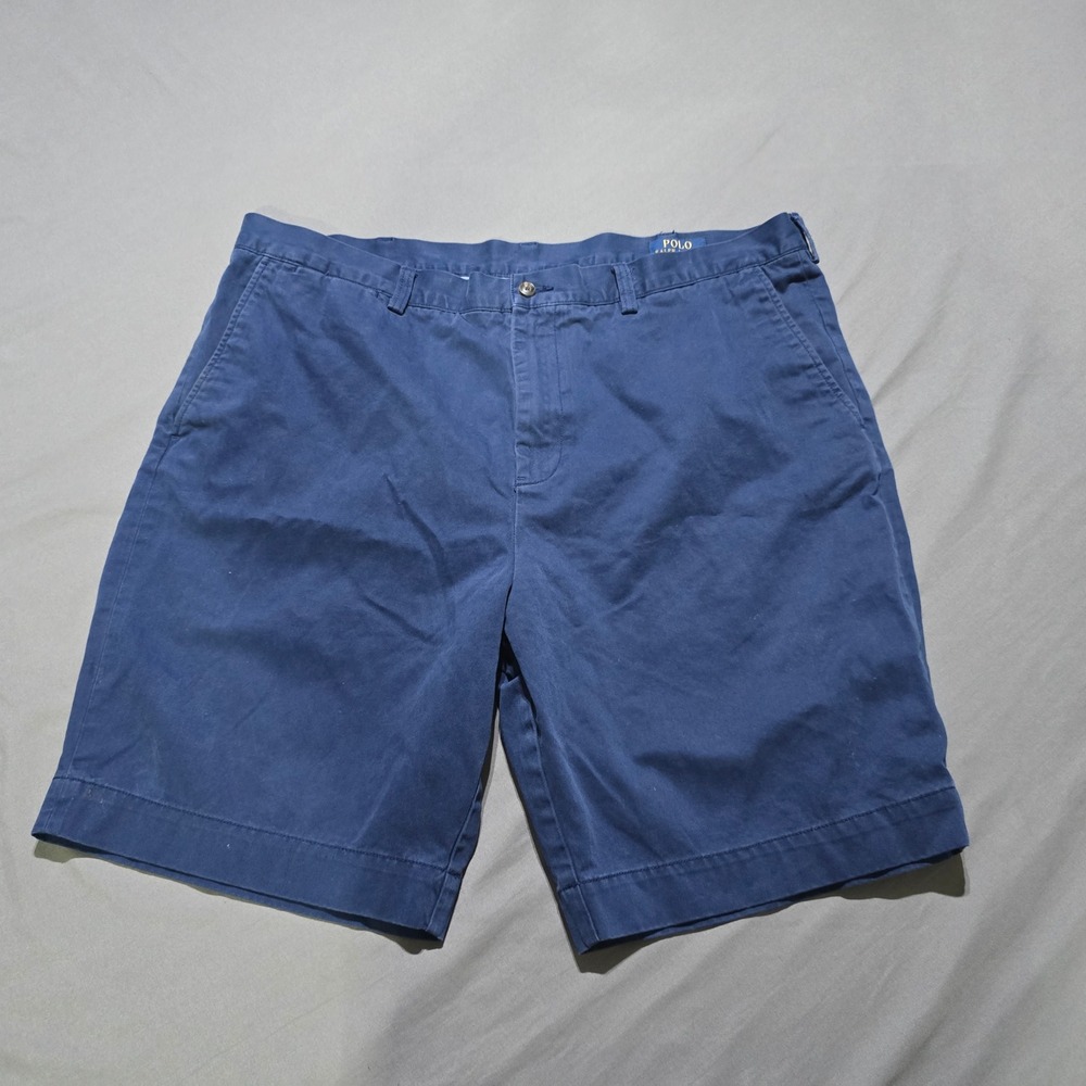 Polo Ralph Lauren Chino Shorts Mens 40 Navy Blue Cotton Flat Front Classic